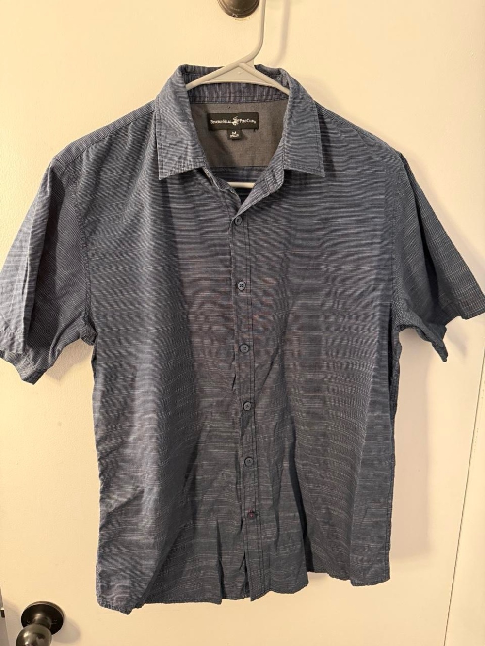 Beverly Hills Polo Club Blue Short-Sleeve Button-Down Shirt